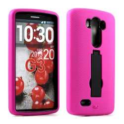 LG G3 Armor Hybrid Stand Case (Hot Pink Black)